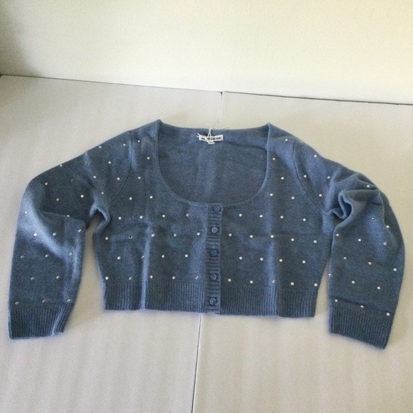 Reformation Sweaters - Reformation Nathalia Wool Cardigan Size L Preppy Embellished In Relaxed Blue